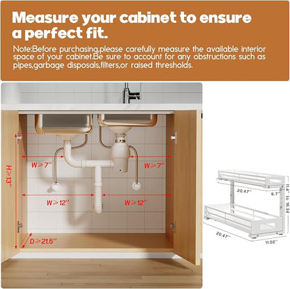 2-Pack 20.47"Deep Under Sink Organizer And Storage, 2-Tier L-Shaped Pull Out - Image 2