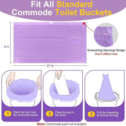 100 Commode Liners for Bedside Commode, Thickness Leakproof Disposable Portable - Image 5
