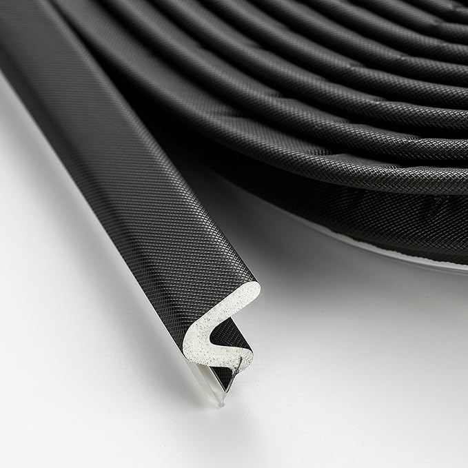 Weather Stripping Door Seal Strip - Soundproof Q-Shaped Foam for Exterior Door Frame, Large Gap Seal, Noise Cancelling, Easy to Install (Black, 19.8FT)