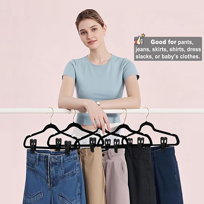 Hanger Clips Perfect for Velvet Hangers, Non-Slip Plastic Clips Pant Skirt - Image 2