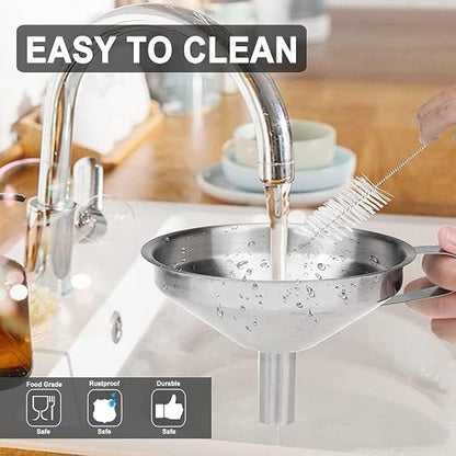 Stainless Steel Funnels for Kitchen use, Cleaning Brush.Funnel for Filling - Image 7