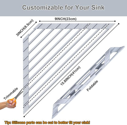 HANZENMA Triangular Sink Rack, Foldable Sink Drying mat, Heat-Resistant - Image 2