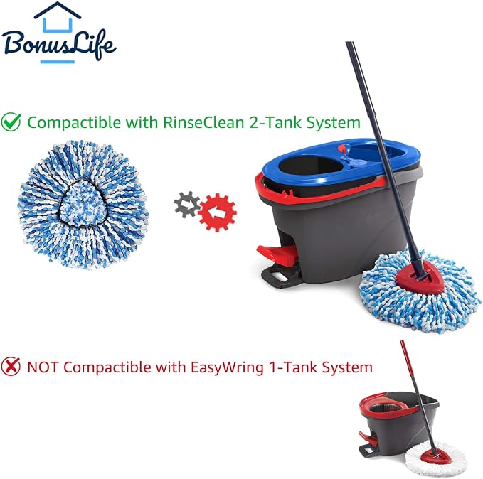 BonusLife 2-Pack Mop Head for O-Ceda RinseClean Spin Mop Refill 2-Tank System - Image 2
