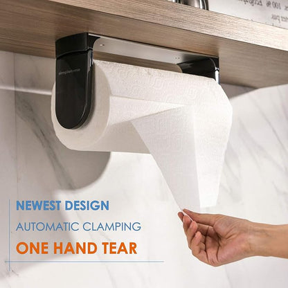 simpletome ONE Hand Tear Paper Towel Holder Under Cabinet Adhesive or Drilling - Image 2
