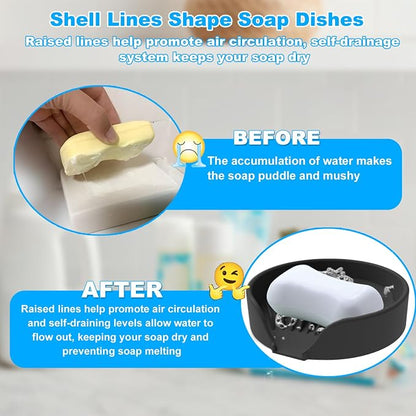 Self Draining Soap Dish, Silicone Suction Cup Soap Holder Tray Savers Container - Image 4
