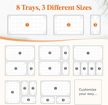 Lifewit 8 Pcs Large Bathroom Drawer Organizers, 3 Sizes Clear Plastic Storage - Image 3