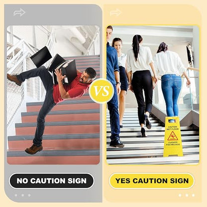 Macarrie 12 Pack Caution Wet Floor Sign Wet Floor Double Sided Cuidado Piso - Image 5