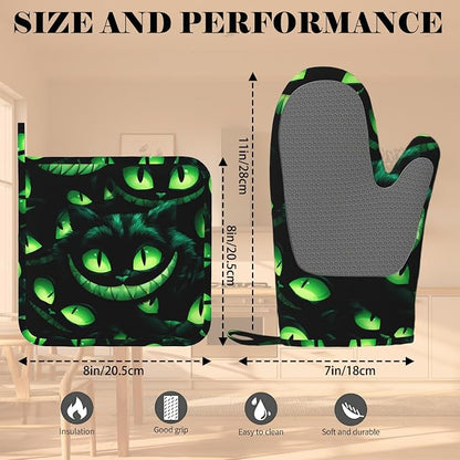 Halloween Ghost Face Heat-Resistant Oven Mitts and Pot Holder Smile Face - Image 3