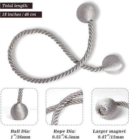 Hion Magnetic Curtain Tiebacks Grey 4 Pack, Curtain Tiebacks Buckles Holdbacks - Image 2