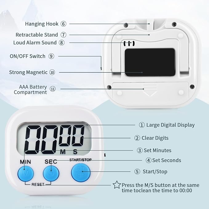 6 Pack Digital Kitchen Timer Magnetic Digital Timer - Image 4