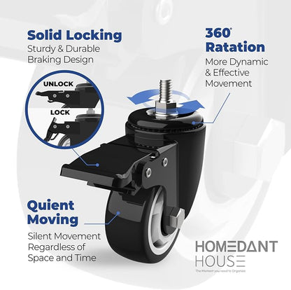 HOMEDANT House White 5-Tier Metal Rolling Cart Shelf Rack Casters Heavy Duty - Image 6