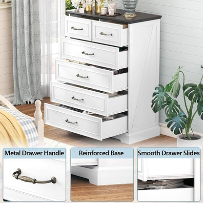 6 Drawer Dresser for Bedroom, Rustic Farmhouse Dresser - Image 6