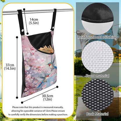 Pin Bag, Hummingbird Print Clothes Pin Hanging Bag Clothespin Storage Organizer - Image 6