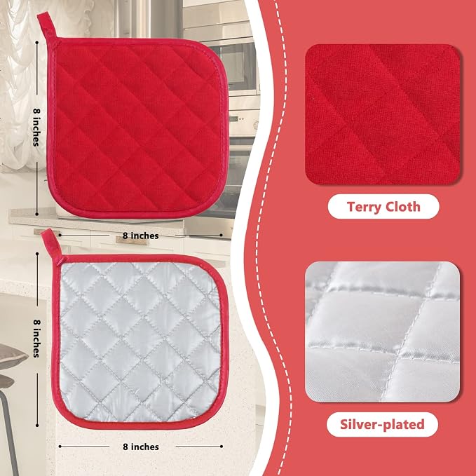Joyhalo 6 Pack Pot Holders for Kitchen, Cotton Oven Holder - Image 2