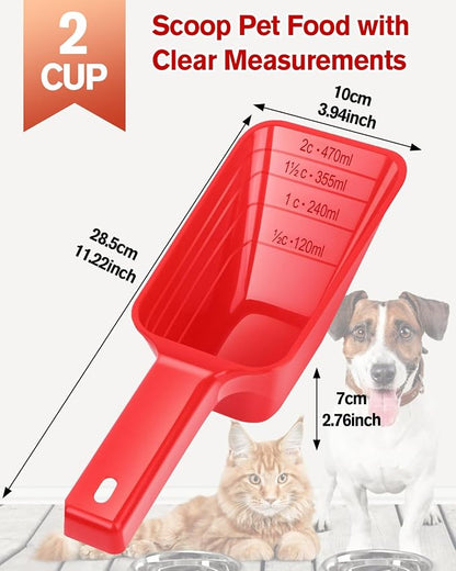 2 Cup Dog Food Scoop, Plastic Pet Food Scoop - Image 2