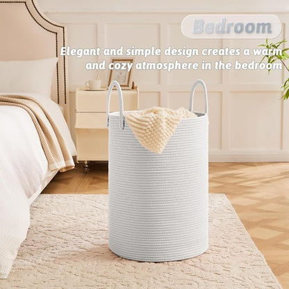 Laundry Basket, Woven Cotton Rope Laundry Hamper, 100L - Image 3