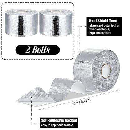 Zonon 2 Rolls Aluminum Foil Tape Heat Shield Tape Barrier Adhesive Reflective - Image 2
