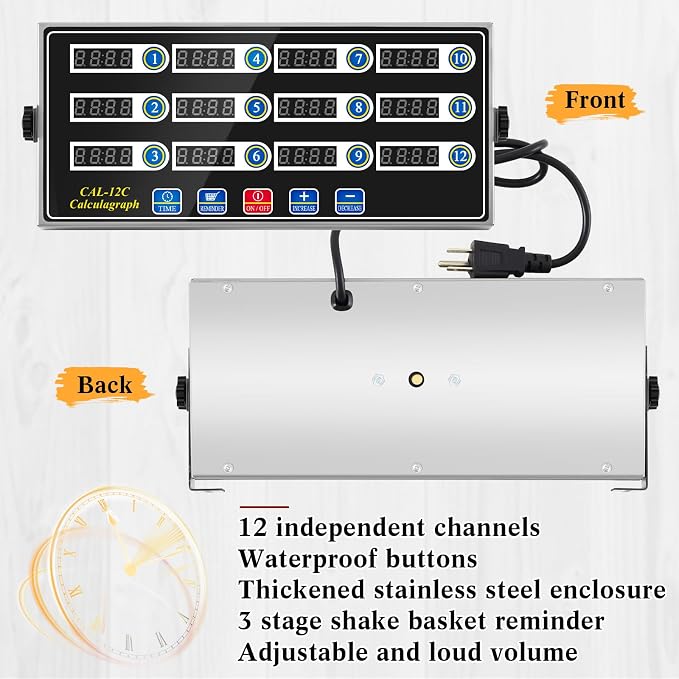 Relaxweex 1 Pack Commercial 12 Channel Digital Kitchen Timer, Wall Mount or - Image 2
