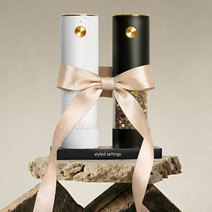 Rechargeable Electric Salt and Pepper Grinder Set – Sleek Stainless Steel White - Image 9