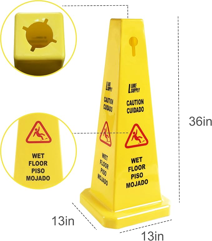 MATTHEW CLEANING 3 Packs 36” Caution Wet Floor Safety Cones - Image 2