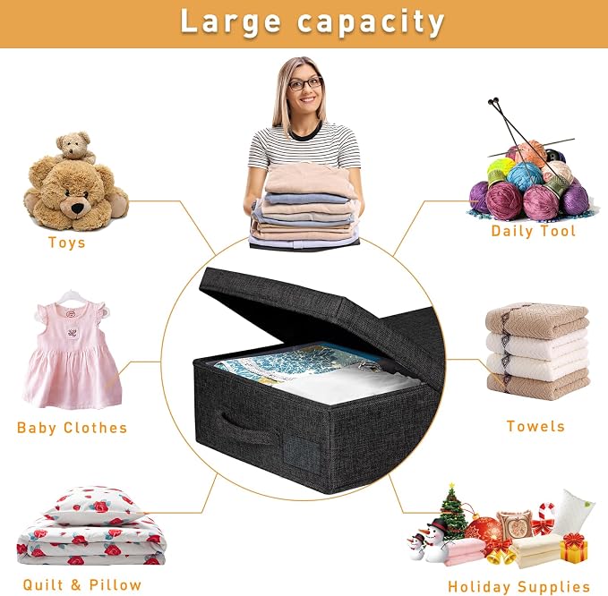 punemi Under The Bed Storage Containers 3 Pack, 6 Inch Tall Stackable Underbed - Image 4