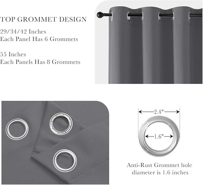 PONY DANCE Gray Black Out Curtains 54 inch Long, Thermal Insulated Draperies - Image 4