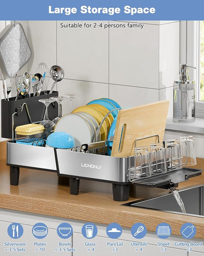 Dish Drying Rack, 304 Stainless Steel Exendable Dish Rack - Image 5