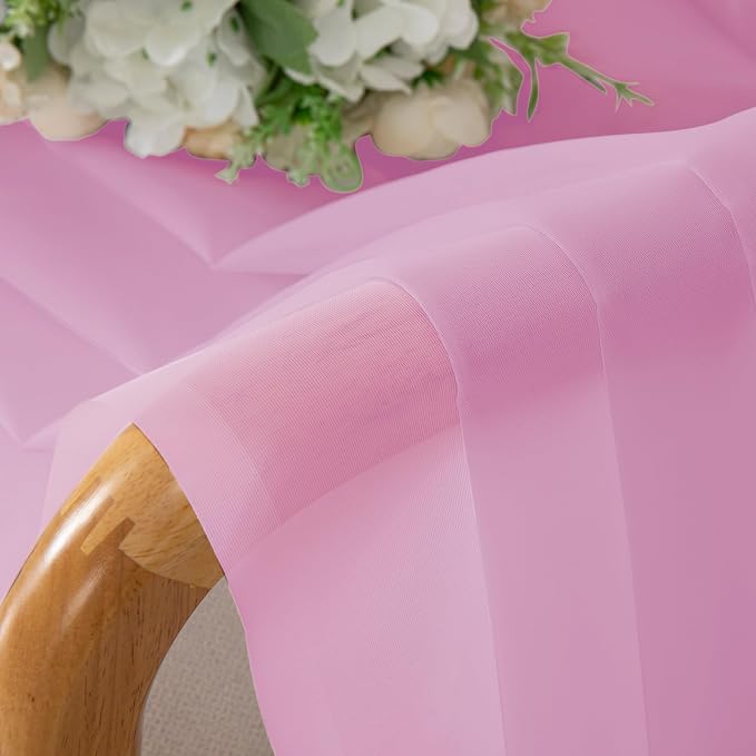 Chyhomenyc Light Pink Sheer Curtains 63 Inch Length 2 Panels, Light Filtering - Image 2