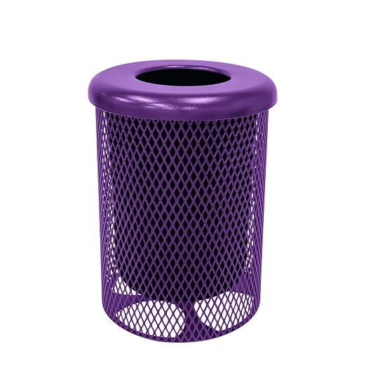 COATEDOUTDOORFURNITURE RFT-TXTPUR Heavy Duty Round Trash Receptacle by CoatedOutdoorFurniture
