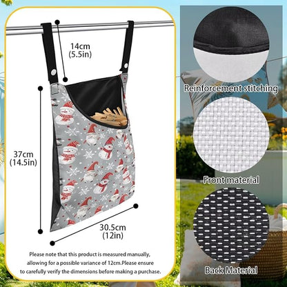 Cute Snowman Large Capacity 14.5 x 12 Inch Clothespin Bag - Image 6