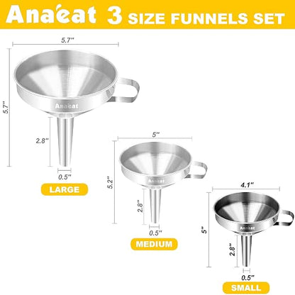 Anaeat Stainless Steel Kitchen Funnel, Oils & 1 Pc Cleaning Brush - Image 6