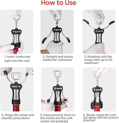 IPOW Wine Opener, Zinc Alloy Wine Bottle Opener, Wing Corkscrew Heavy Duty - Image 7