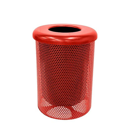 COATEDOUTDOORFURNITURE RFT-P-RED Heavy Duty Round Trash Receptacle by CoatedOutdoorFurniture