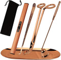 5 in 1 Candle Accessory Set, Candle Wick Trimmer Cutter, Candle Snuffer & Candle Wick Dipper,USB Rechargeable Lighter, Storage Tray Plate for Candle Lover Mom Gift, Candle Care Kit (Rose Golden)