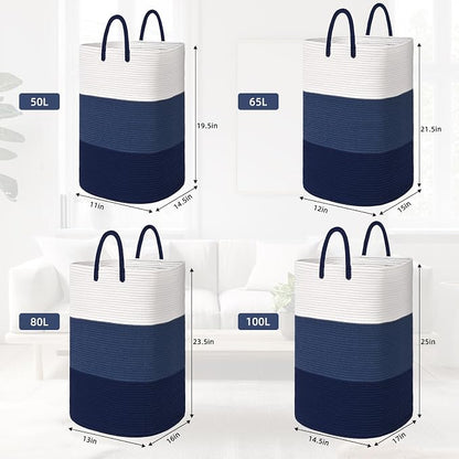 Woven Laundry Basket for Clothes, 100 L Large Rectangle Laundry Hampers - Image 3
