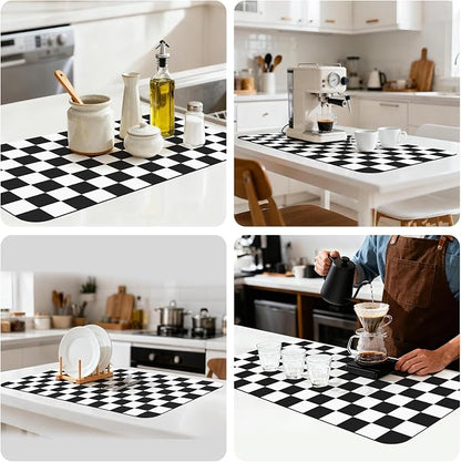 17" x 32" Checkered Dish Drying Mat - Image 8