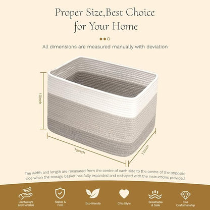 Hopegiver Woven Storage Baskets 15x11x10 Inch, 3 Pack Collapsible Cube Storage - Image 8