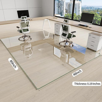 48" x 80" Glass Chair Mat, 1/5" Thick Office Chair Mat - Image 6