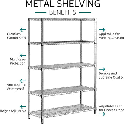 IZEUK 4250 LBS Garage Shelving Wide Storage Shelves 5 Tier Metal Shelves Heavy - Image 5
