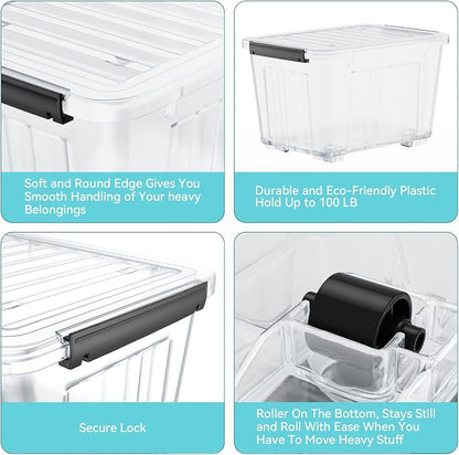 Nazhura 97Quart Plastic Storage Bin, Stackable and Nestable Storage Boxes - Image 8
