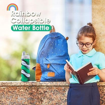 Collapsible Water Bottle for Adults, Boys, Students, Kids, Reusable Silicone Foldable Water Bottles for Travel Camping Hiking Sports,Leak-Proof Portable Sports Water Bottle (Camouflage & Green)