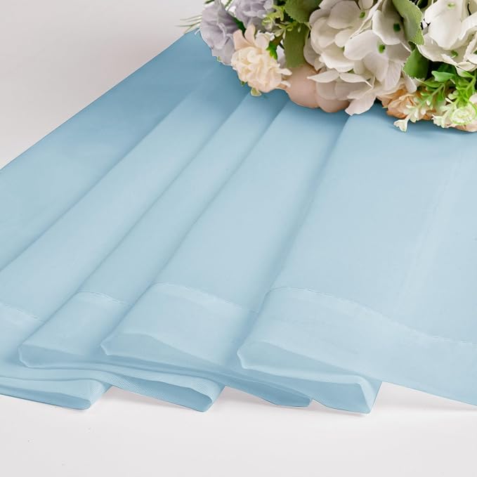 Chyhomenyc Sky Blue Sheer Curtains 30 inch Length 2 Panels, Light Filtering - Image 6