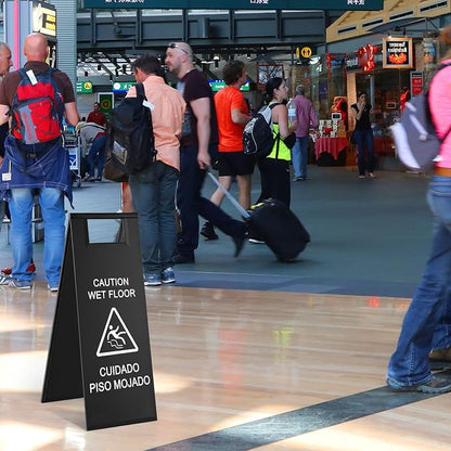 Stainless Steel Wet Floor Caution Sign Bulk 8.8 Pound Portable Foldable Handle - Image 5