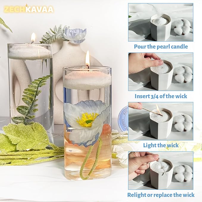 White Pearled Candle 18oz Luxury Sand Candle Granulated Wax - Image 5