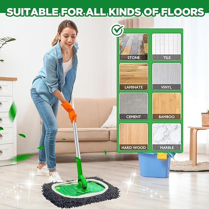 Reusable Microfiber Mop Pads for Swiffer Sweeper - Wet & Dry Cleaning Cloths - Mop Head Replacement Washable Refills for Household Floors