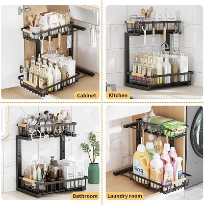 Under Sink Organizer, 2 Tier Under Sink Organizers and Storage, Metal Slide out - Image 5