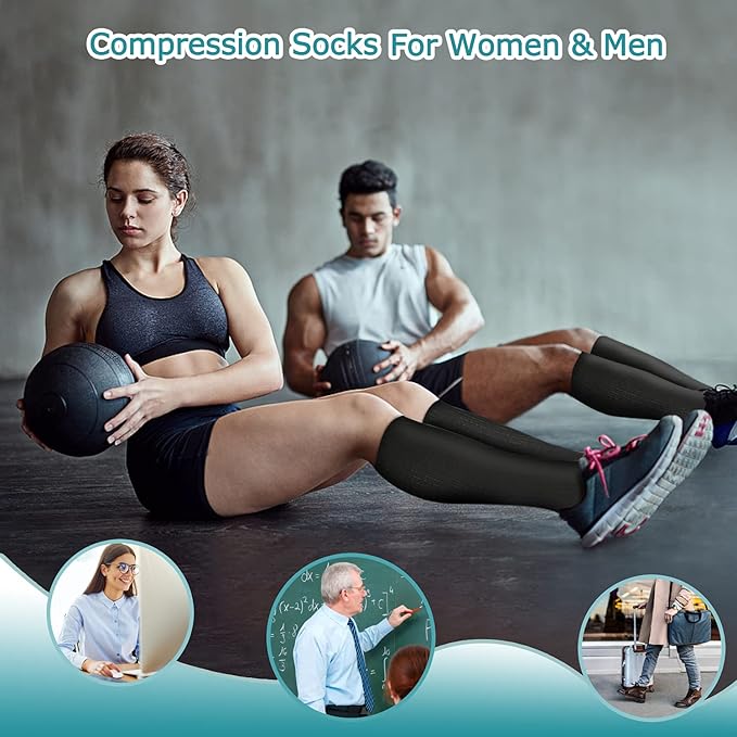 ACTINPUT 8 Pairs Compression Socks for Women & Men,Support Compression Stockings for Medical Running Athletic