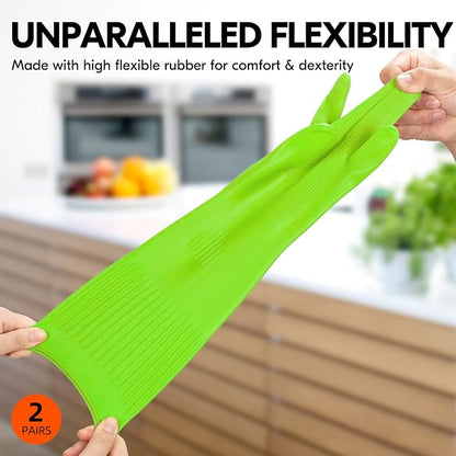 Vgo 2-Pairs Dishwashing Gloves, Reusable Household Gloves, Long Sleeve - Image 3