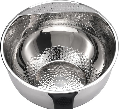 Rice Strainer Bowl Quinoa Washer whit Handle Stainless Steel Colander Versatile - Image 4