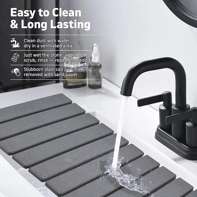 Large Stone Dish Drying Mat for Kitchen Counter, Collapsible Quick Dry Dish - Image 6